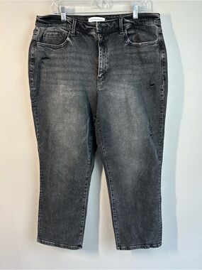Flying Monkey Straight Leg Washed Black Distressed Jeans Size 18W Grunge Edgy